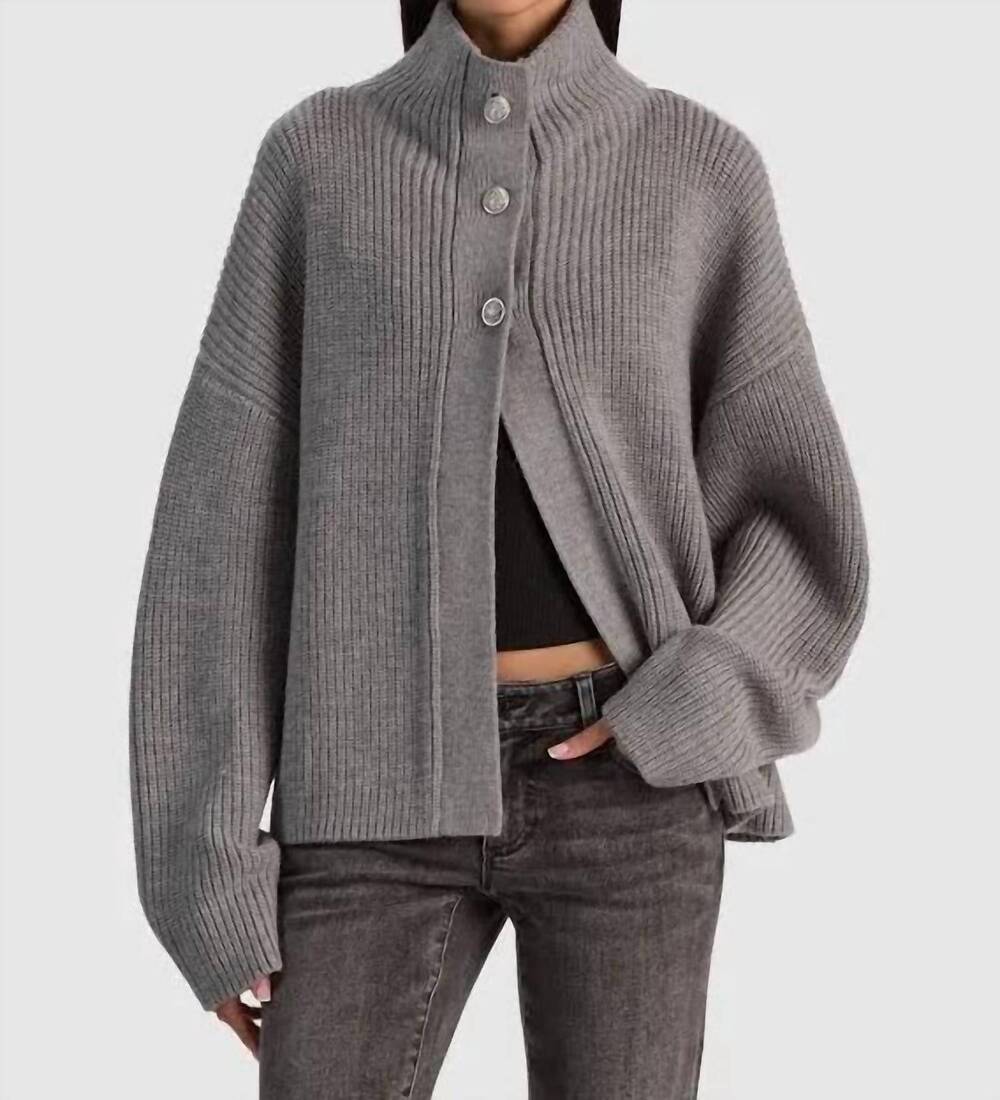 NEW ALICE + OLIVIA pearson sweater jacket in gray